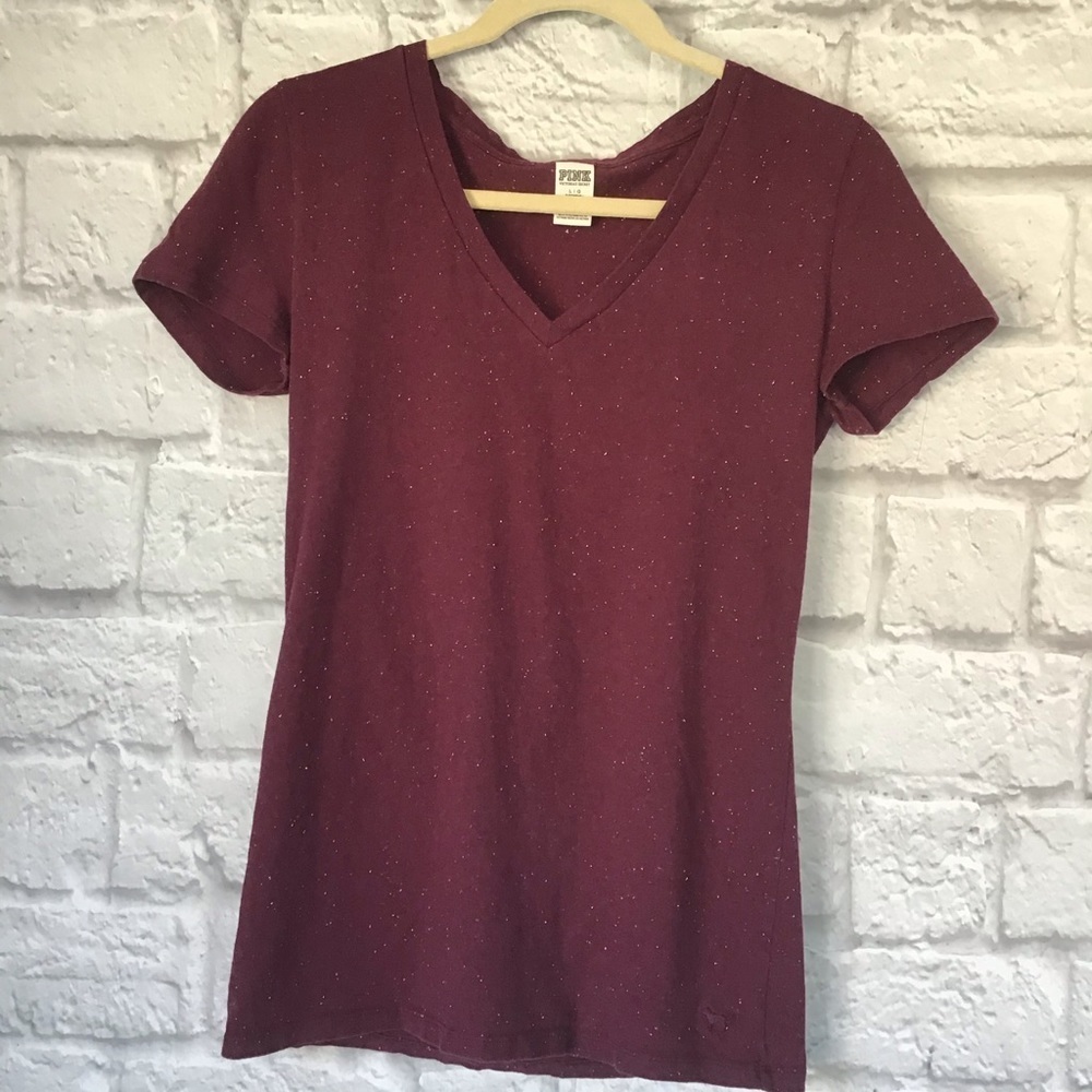 Pink Short Sleeve V-Neck Size Small